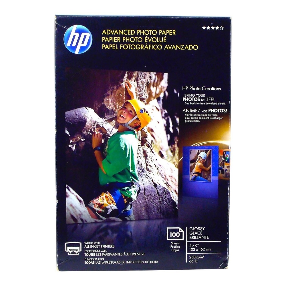 HP Advanced Photo Paper‎ Glossy 4x6 100 Sheets 250gsm Made in Germany Inkjet